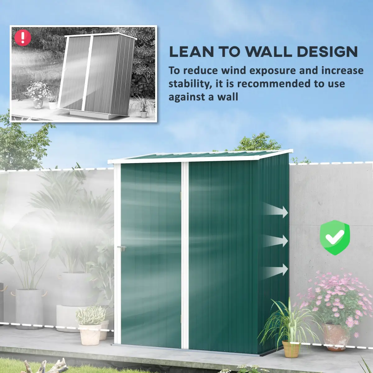 Outsunny Outdoor Storage Shed Steel Garden Shed w/ Lockable Door for Garden by Outsunny
