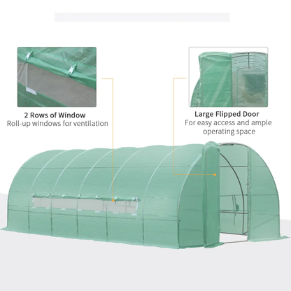 6 x 3M Reinforced Walk-in Polytunnel Garden Greenhouse Steel Frame by Outsunny