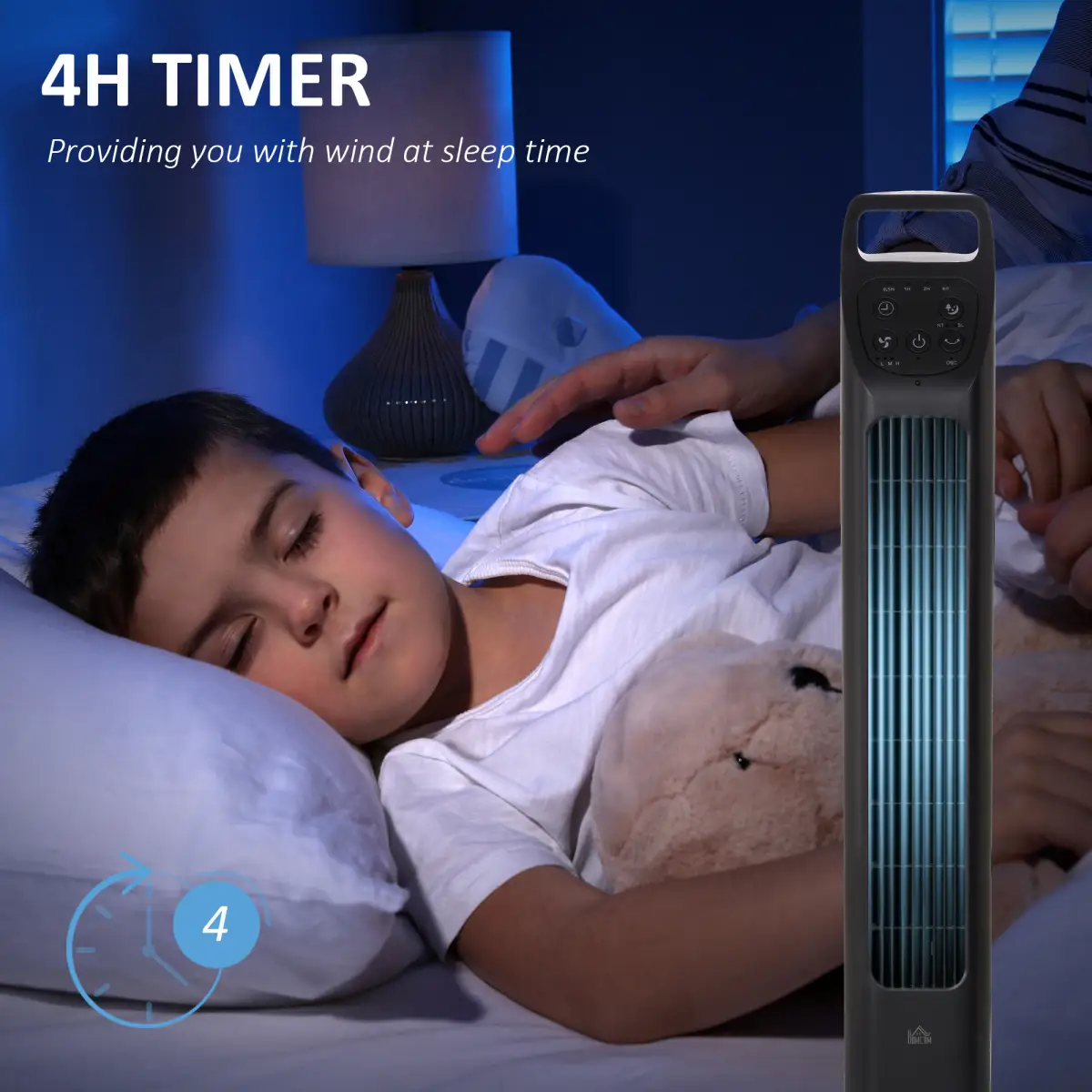 Oscillating Tower Fan Cooling with Remote, 4H Timer for Home Office by HOMCOM