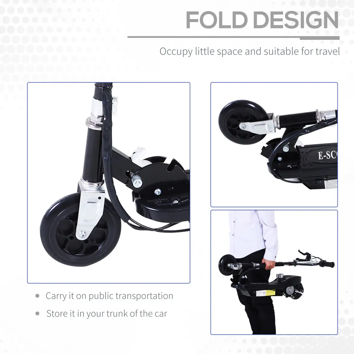 Kids Foldable Electric Powered Scooter 120W Toy Brake Kickstand Black HOMCOM by Unbranded