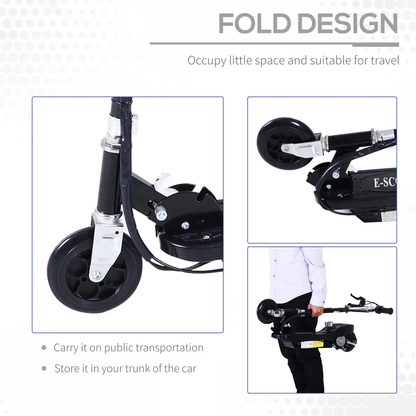 Kids Foldable Electric Powered Scooter 120W Toy Brake Kickstand Black HOMCOM by Unbranded