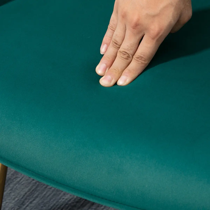HOMCOM Button Tufted Armchair with Footstool and Gold Tone Steel Legs Dark Green by HOMCOM