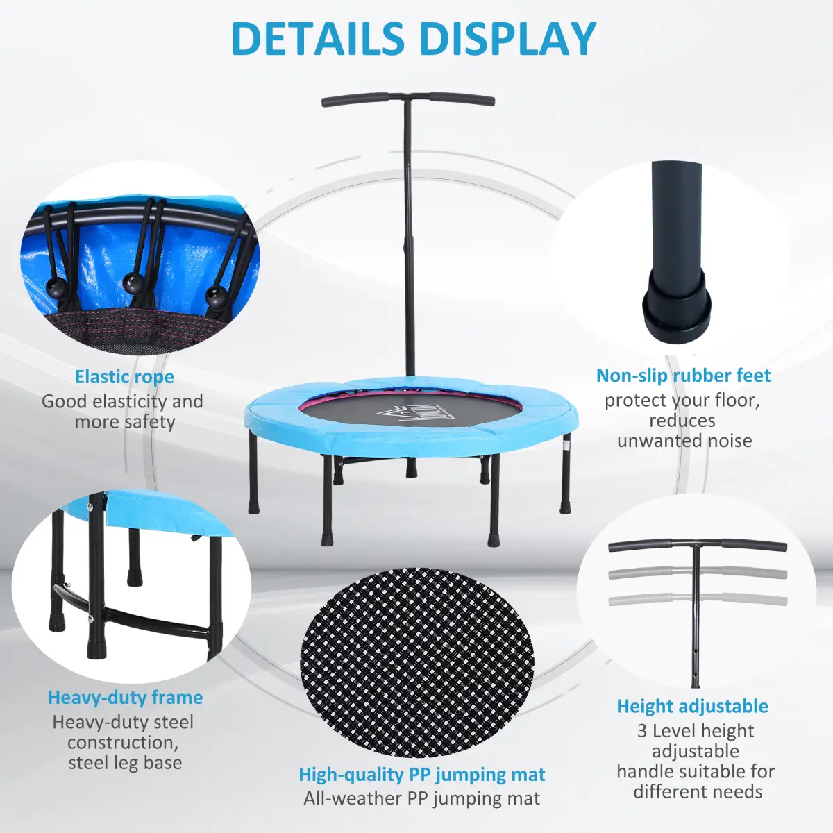 40'' Kids Mini Trampoline, Adult Rebounder Jumper w/ Handle Fitness HOMCOM by Unbranded