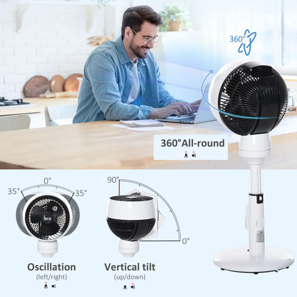 Air Circulator Fan 3 Speed 3 Mode, Oscillation Tilt, Height Adjust Black/White by HOMCOM
