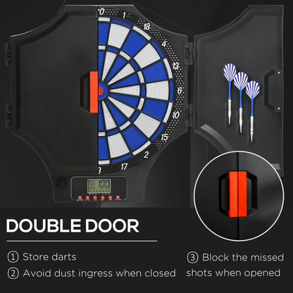 Electronic Dart Board Set with Cabinet, 31 Games, for 8 Players by SPORTNOW