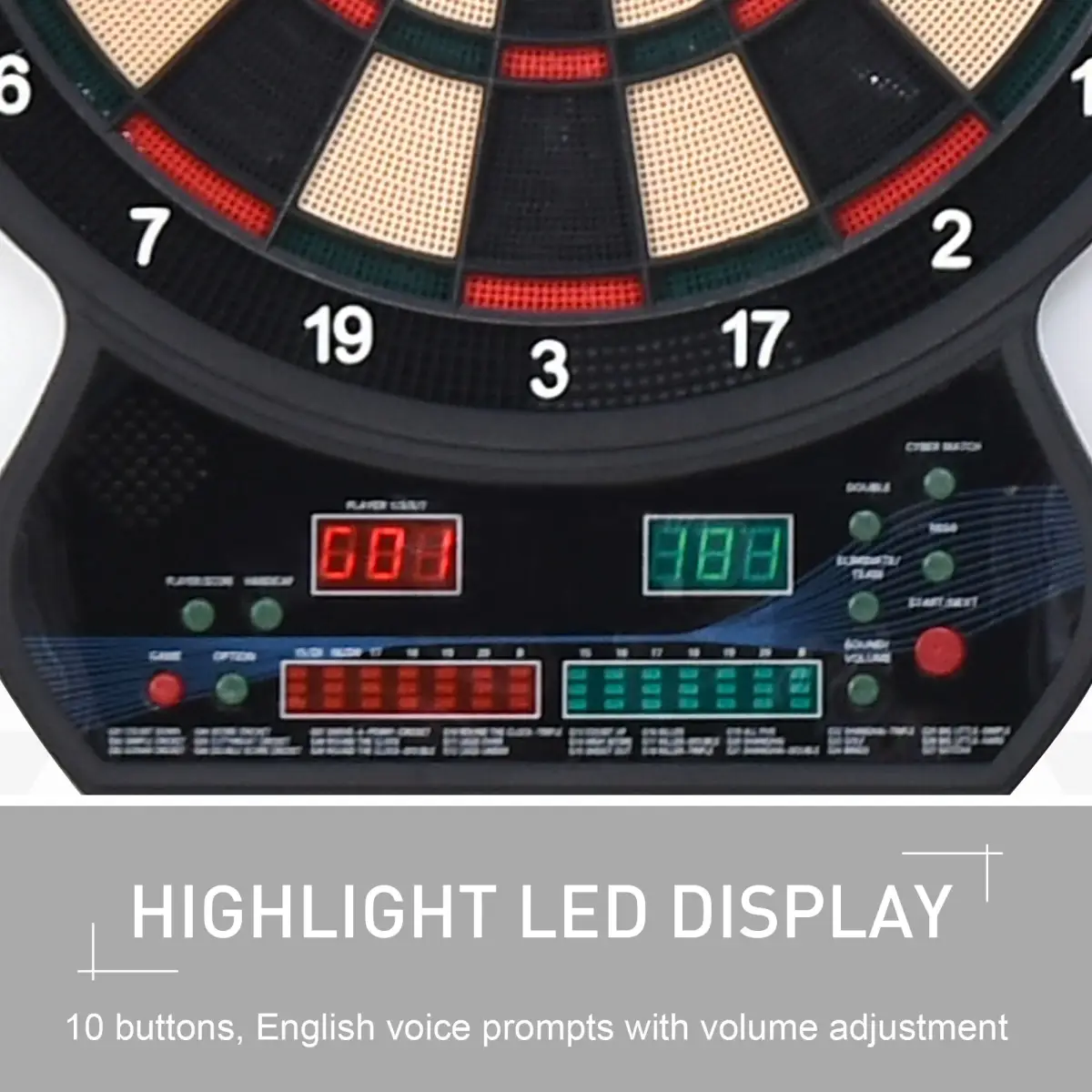 Electronic Dartboard LED Digital Score 27 Games with 12 Soft Darts Ready-to-Play by HOMCOM