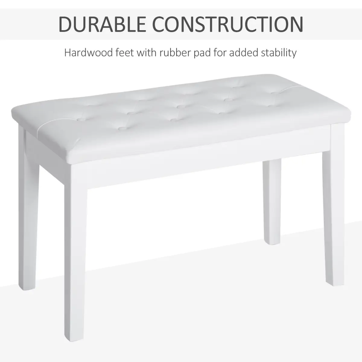 Classic Digital Keyboard Piano Bench Makeup Padded Seat Stool Solid Wood White by HOMCOM