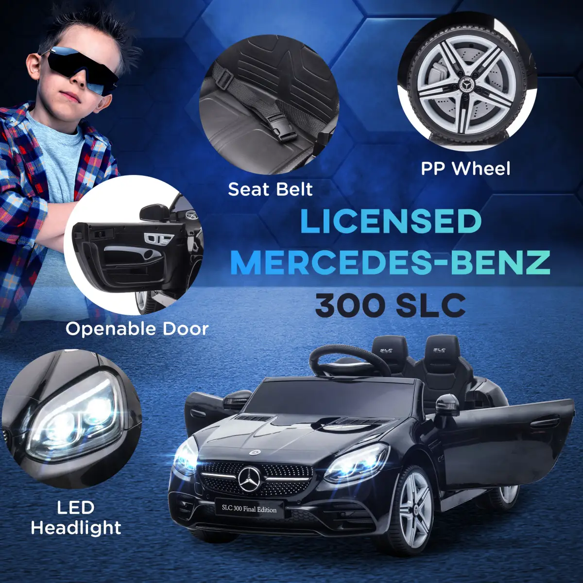 Benz 12V Kids Electric Ride On Car W/ Remote Control Music Black by HOMCOM