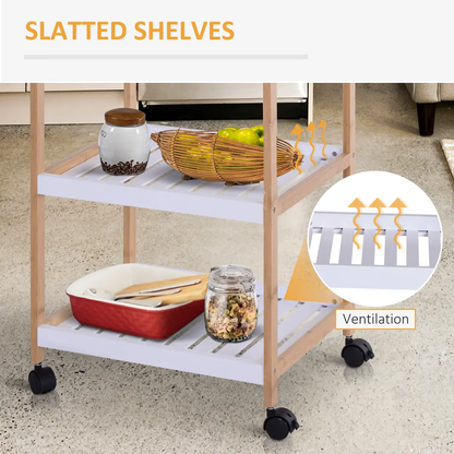 Kitchen Trolley, Bamboo/MDF board, 74.5H cm by HOMCOM