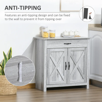 Farmhouse Barn Door Sideboard Buffet Storage Cabinet Coffee Bar Grey Grain by Unbranded