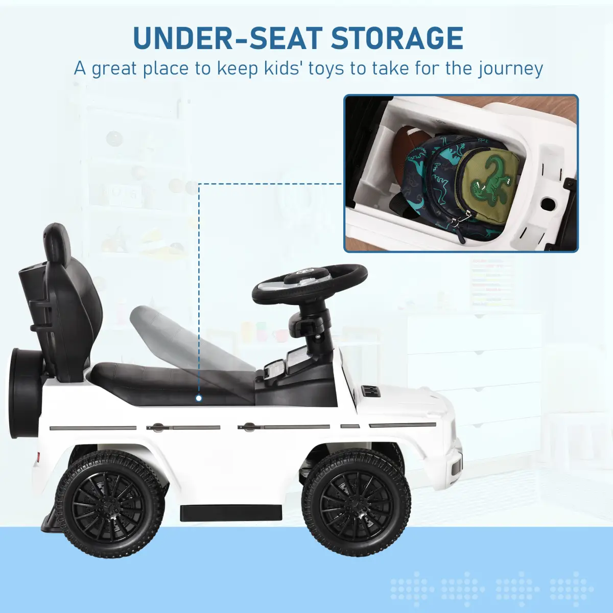 Benz G350 Ride-on Sliding Car Floor Slider Stroller Kids Vehicle, White HOMCOM by Unbranded