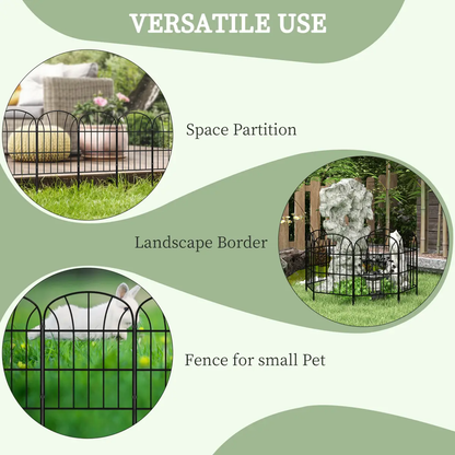 Outsunny 8PCs Decorative Garden Fencing 24in x 8.7ft Metal Border Edging by Outsunny