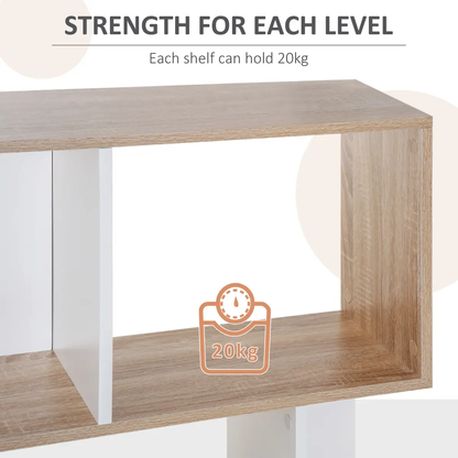 5-tier Display Shelving Storage Bookcase S Shape design Unit Natural by HOMCOM