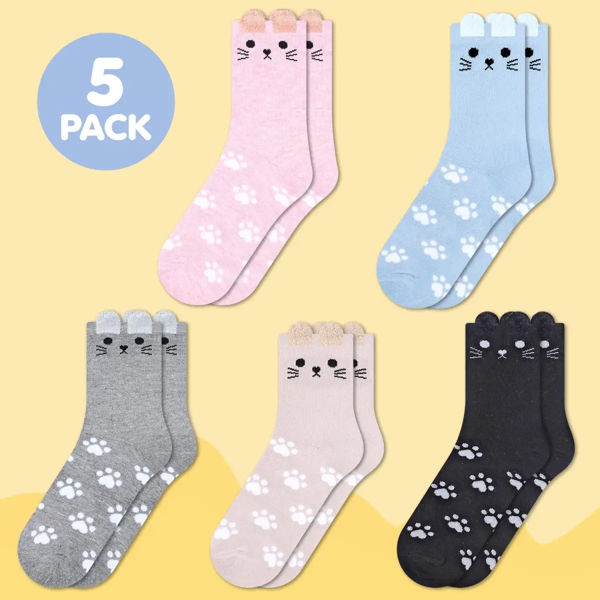 VINSANI CAT SOCKS 5pk 1010412 by Vinsani