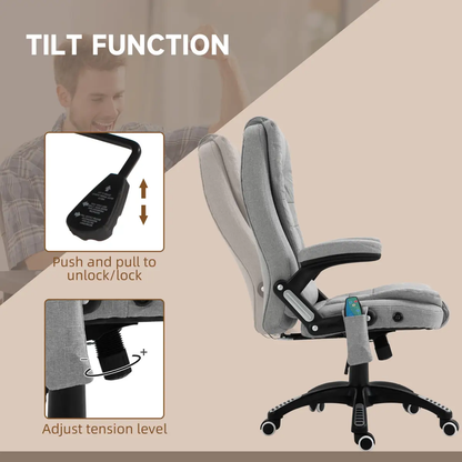 Executive Reclining Chair w/ Heating Massage Points Relaxing Headrest Grey by Unbranded