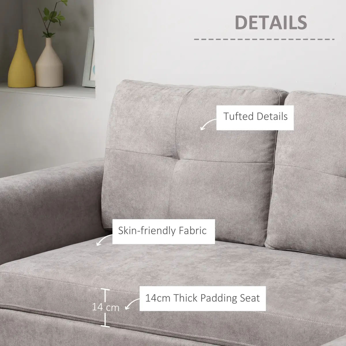 HOMCOM Linen-Look L-Shaped Sofa Bed w/ Storage Bed Sleeper Flat Studio Grey by Unbranded