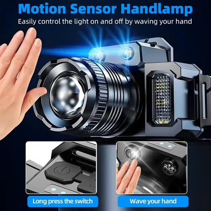 （2 Pack）5-Modes LED Headlamp Motion Sensor Headlamp USB Rechargeable Canping Hiking Headlight by N/A