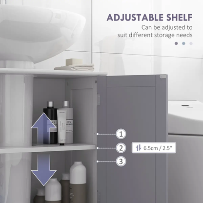 kleankin 60x60cm Under-Sink Storage Cabinet w/ Adjustable Shelf Grey White by Unbranded
