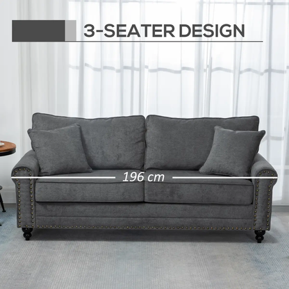 2 Seater Sofas Fabric Sofa with Nailhead Trim Cushions and Throw Pillows Grey by Unbranded
