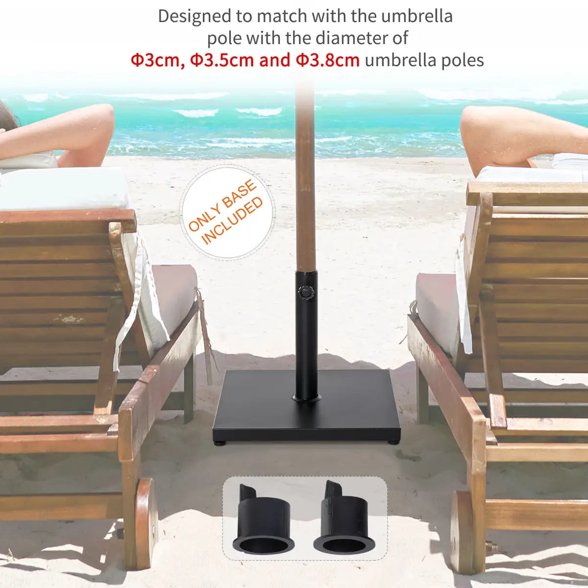 Steel Heavy Duty Adjustable Parasol Base Black by Outsunny
