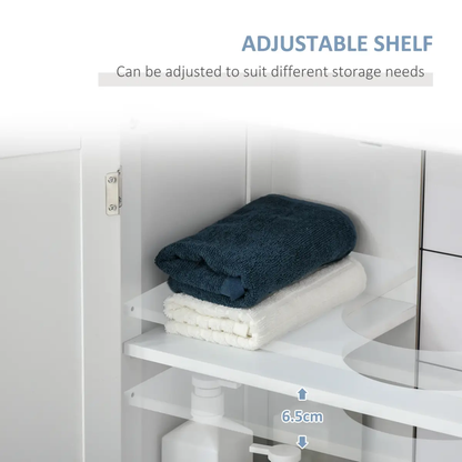kleankin 60x60cm Under-Sink Storage Cabinet Adjustable Shelf Drain Hole White by Unbranded