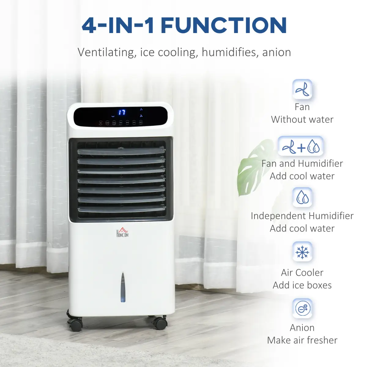 Mobile Air Cooler, Evaporative Anion Ice Cooling Fan Humidifier Unit HOMCOM by Unbranded