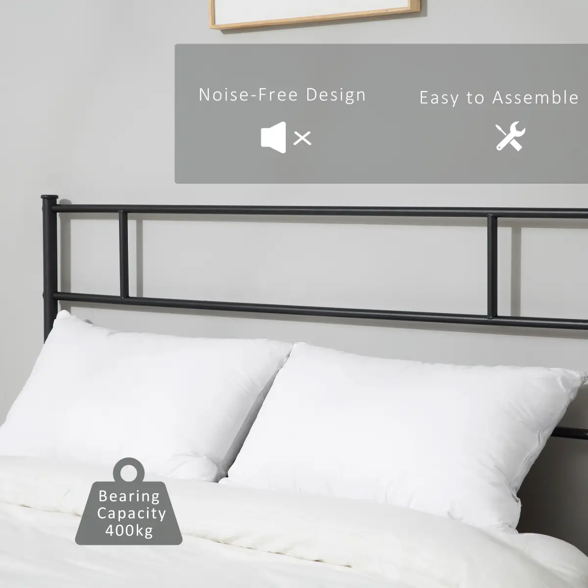 HOMCOM King Metal Bed Frame w/ Headboard and Footboard by Homcom