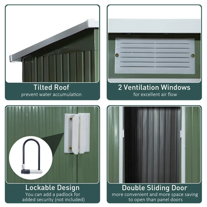 Garden Storage Shed Sloped Roof Outdoor Equipment Tool Storage 213x130x173cm by Outsunny