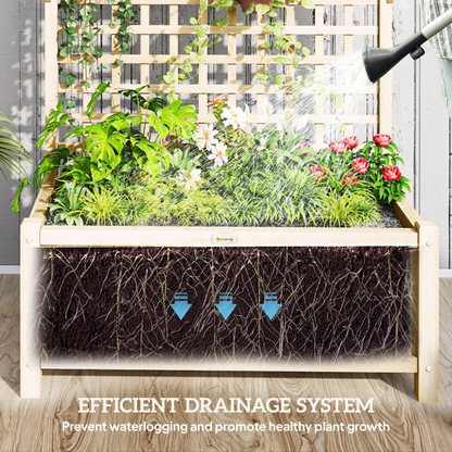 Outsunny Wood Planter with Trellis for Climbing Plants Vines Planter Box Natural by Outsunny
