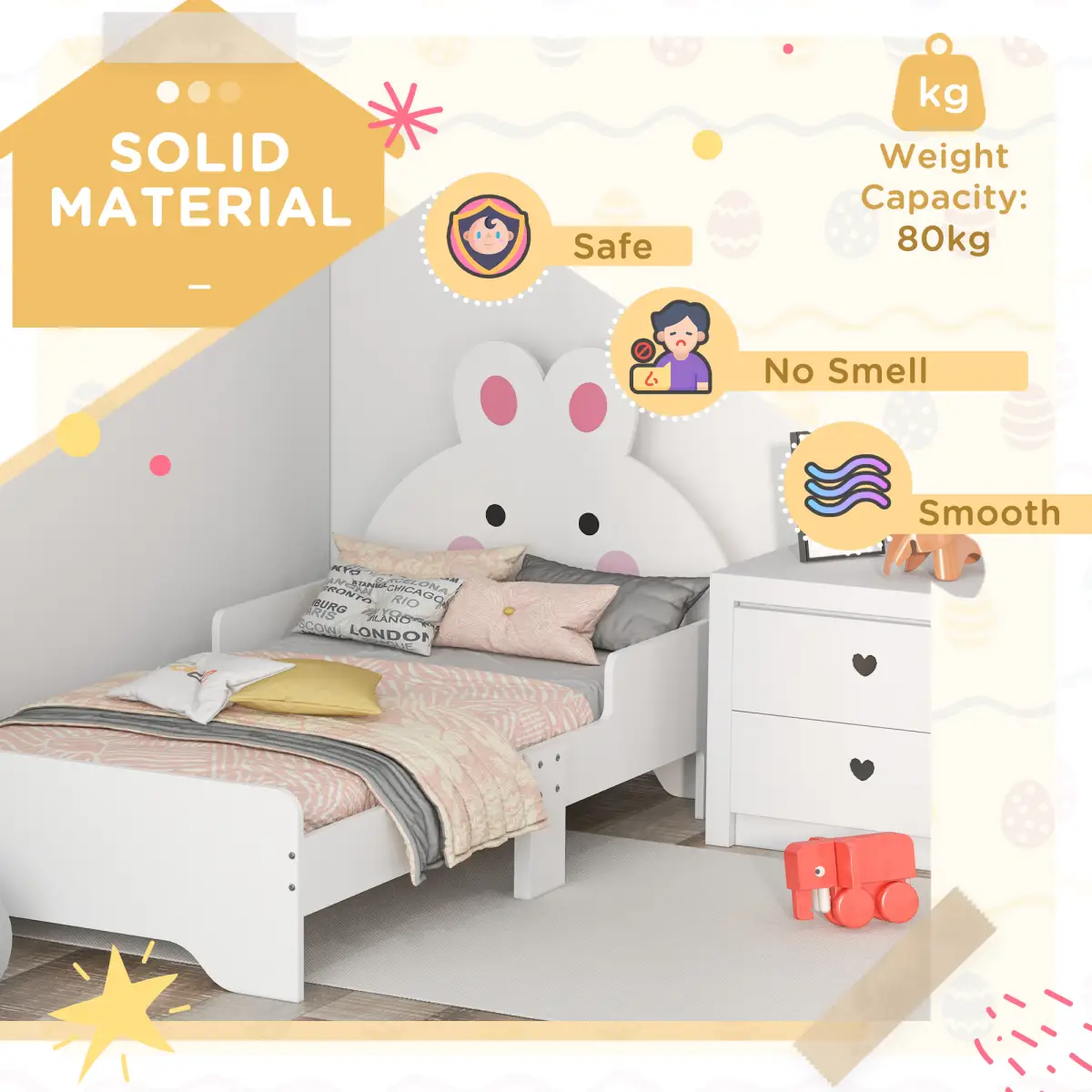 ZONEKIZ Toddler Bed, Kids Bedroom Furniture, Rabbit Design - White by ZONEKIZ