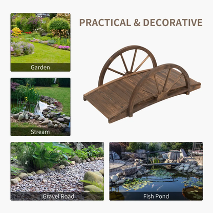 Fir Wood Outdoor Garden Decor Walkway Bridge Brown by Outsunny