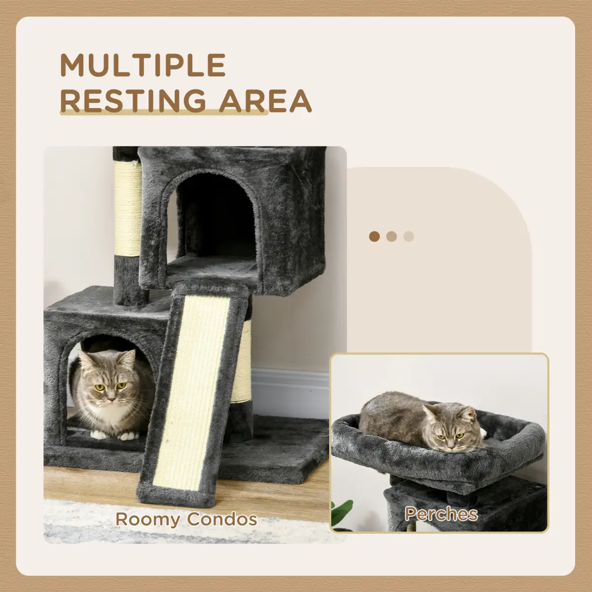 Cat Rest & Play Activity Tree w/ 2 House Perch Scratching Post Black Pawhut by Unbranded