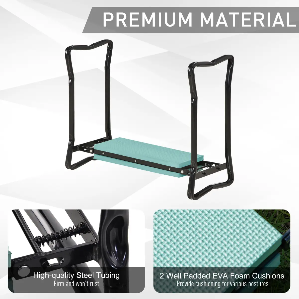 Garden 2 in 1 Kneeler Bench-Green/Black by Outsunny