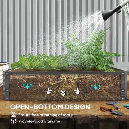 Outsunny Raised Garden Bed Metal Garden Flower Vegetable Planter Light Grey by Outsunny