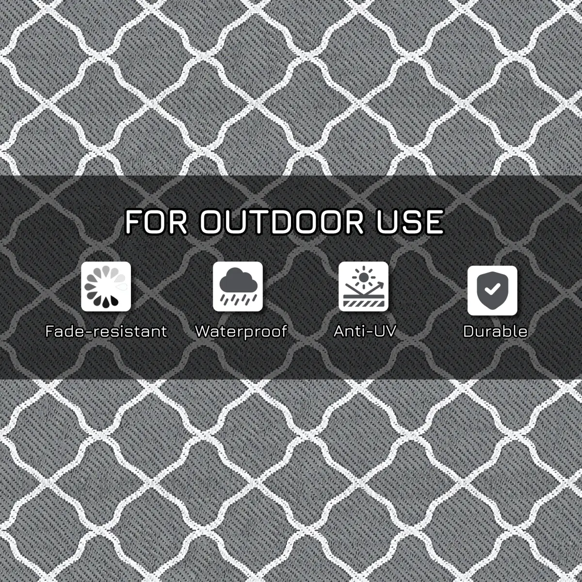 Reversible Outdoor Rug W/ Carry Bag for RV Camping Beach, 182 x 274 cm, Grey by Outsunny