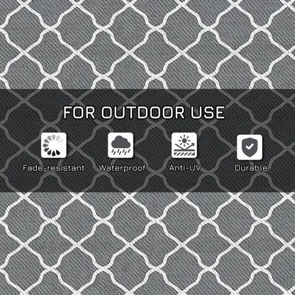 Reversible Outdoor Rug W/ Carry Bag for RV Camping Beach, 182 x 274 cm, Grey by Outsunny