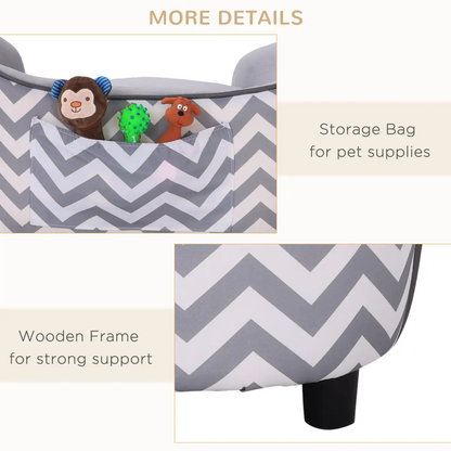 PawHut Dog Sofa Pet Couch for XS Dogs with Removable Sponge Padded Cushion Grey by PawHut