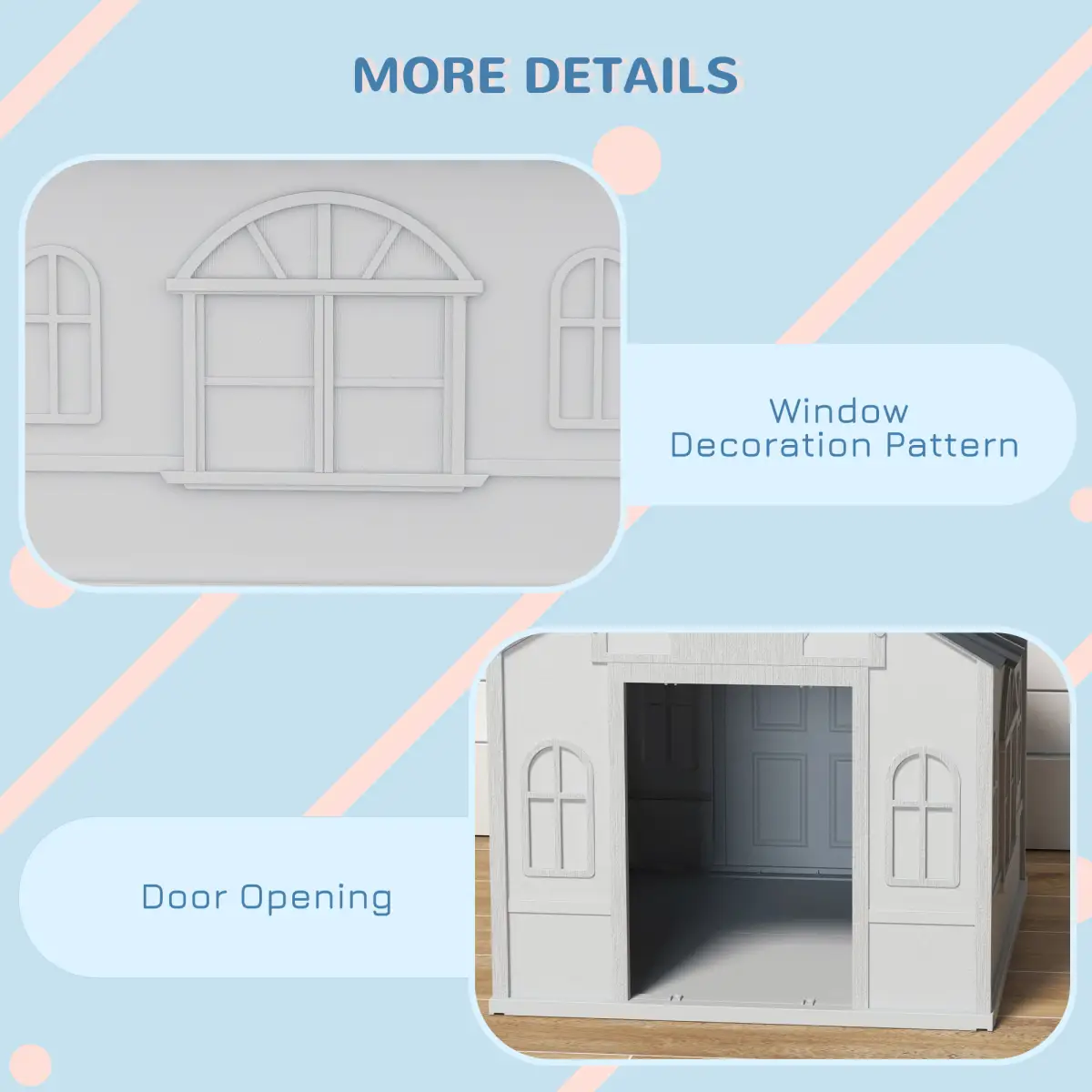 PawHut Weather-Resistant Dog House, Puppy Shelter for Medium Dogs - Grey by PawHut