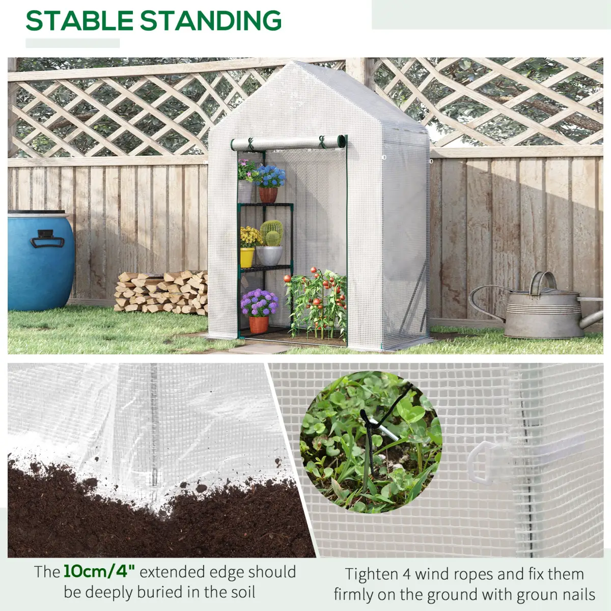 Greenhouse for Outdoor, Portable Gardening Plant Grow House w/ Shelf Outsunny by Unbranded