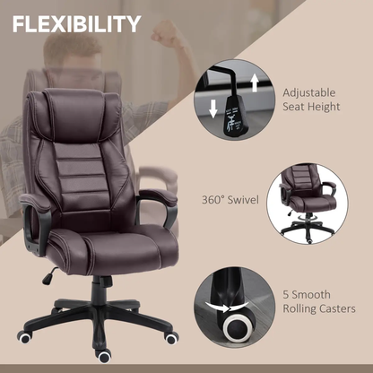 High Back 6 Points Vibration Massage Executive Office Chair, Brown Vinsetto by Unbranded