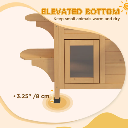 Wooden Cat House Cat Cave Pet Shelter Condos Outdoor Natural Wood Finish by PawHut