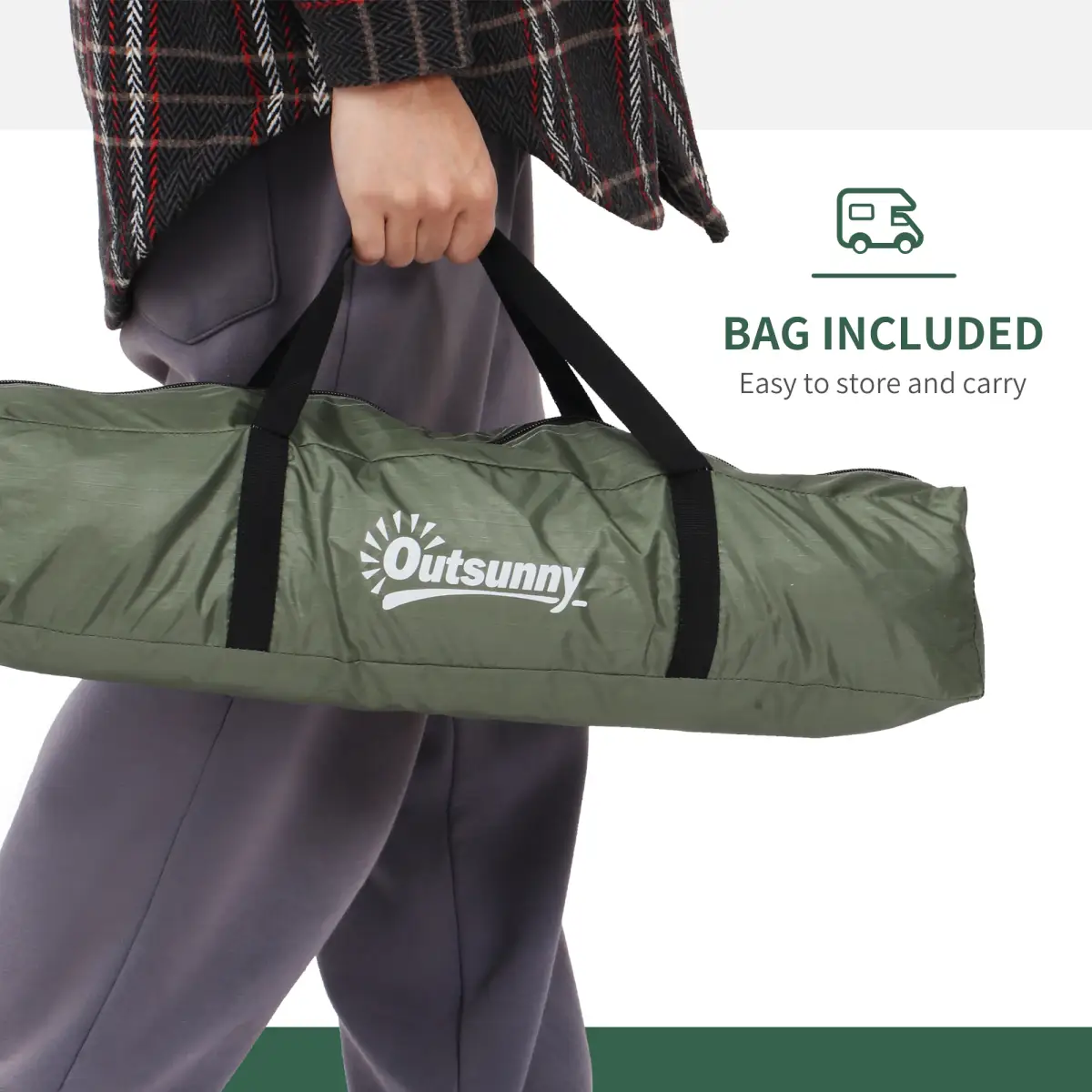 Outsunny Camping Tent for 2 Person Dome Tent w/ Storage Pocket Dark Green by Outsunny