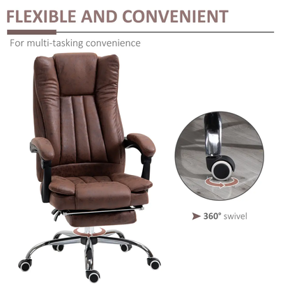 Executive Office Chair Computer Swivel Chair for Home with Arm, Footrest, Brown by Vinsetto