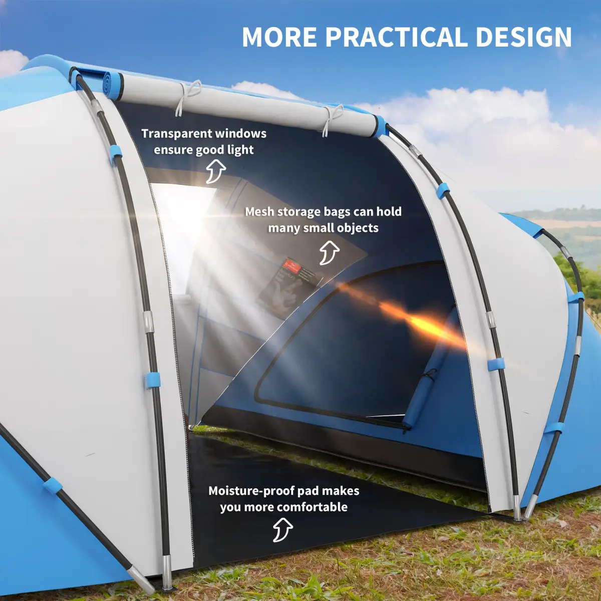 4-6 Persons Camping Tent Dome Family Travel Group Hiking Room Fishing Outsunny by Unbranded