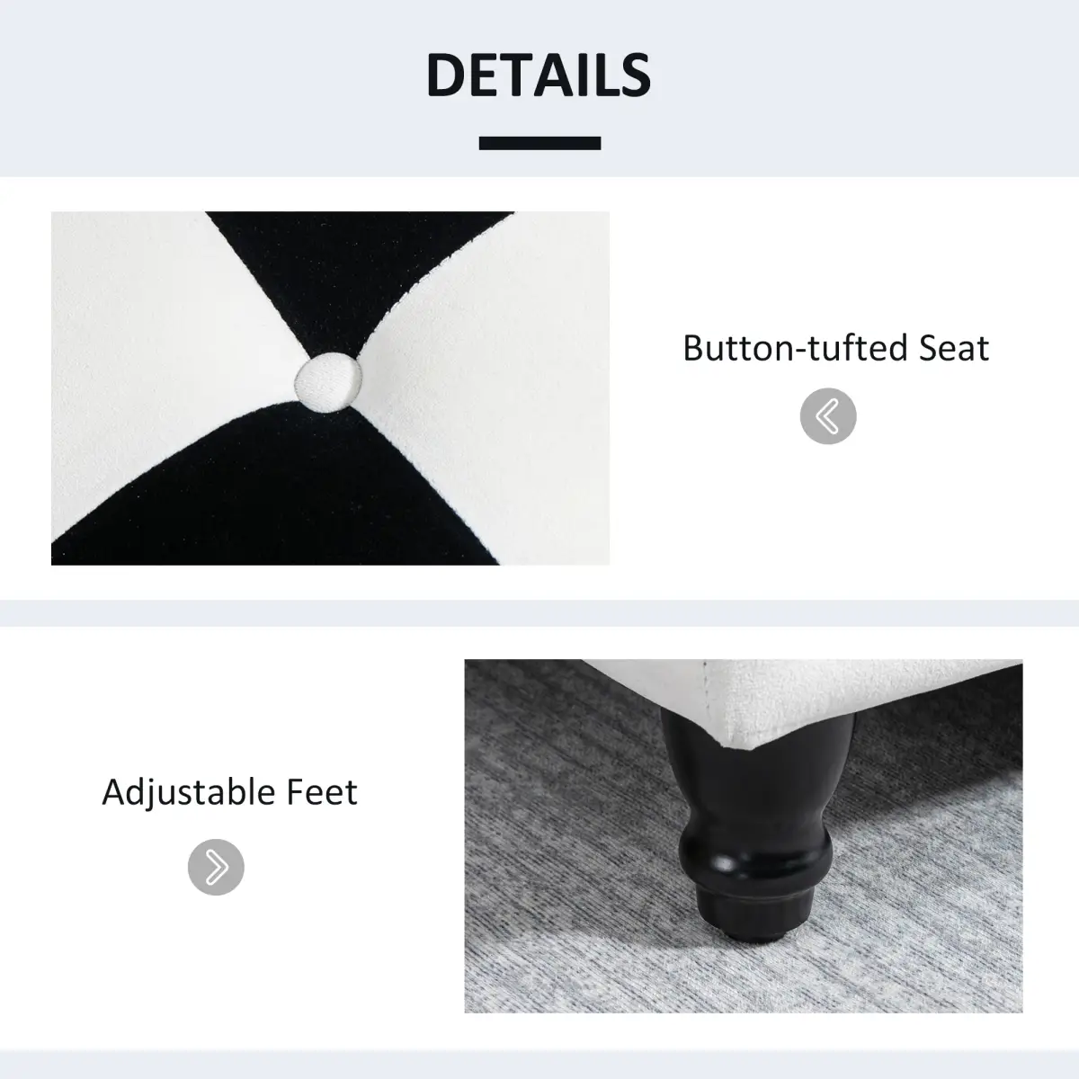114 x 47 x 47cm Velvet Storage Ottoman, Button-tufted Footstool Box by HOMCOM