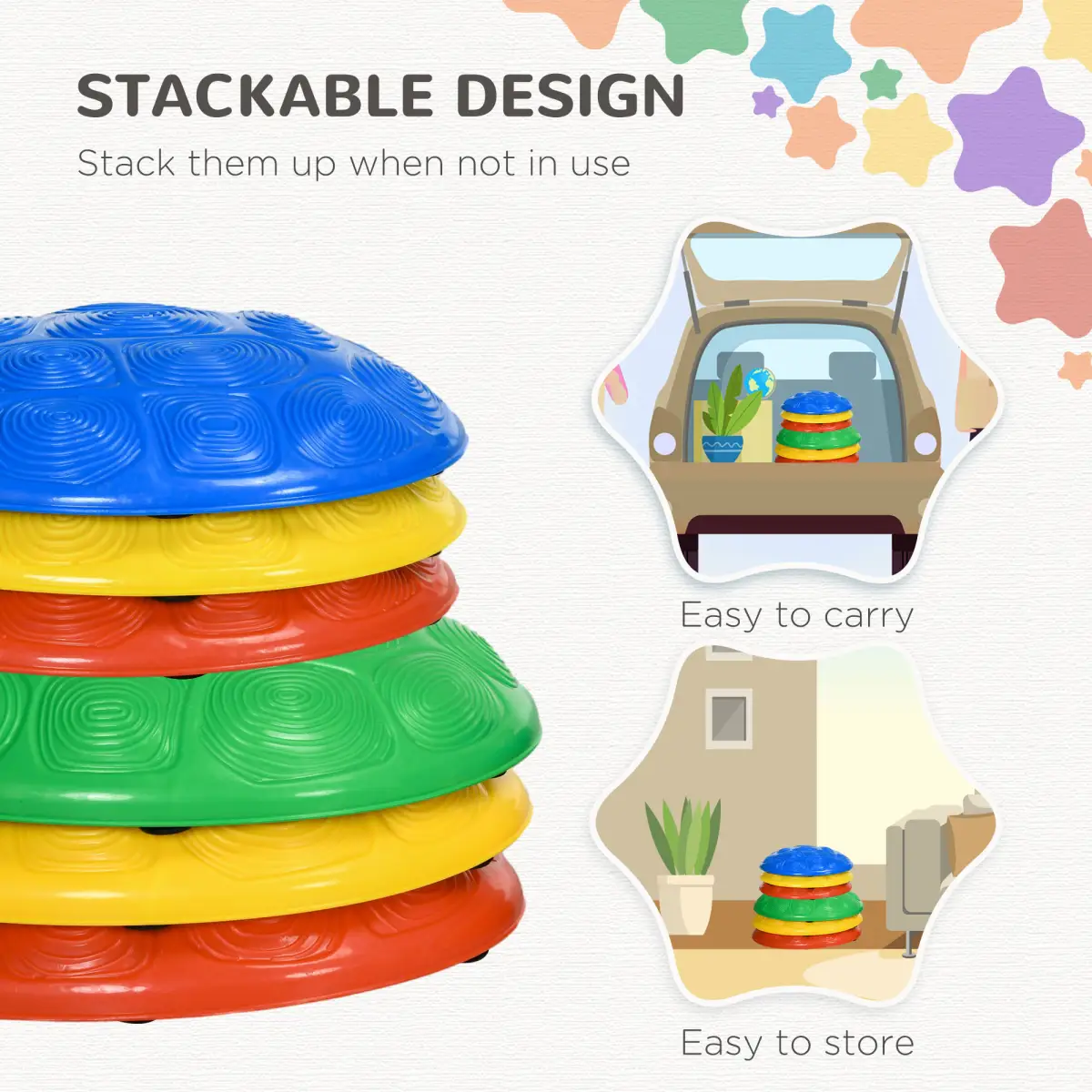 ZONEKIZ Balance River Stones w/ Non-Slip Mats for Ages 3-8 Years by ZONEKIZ