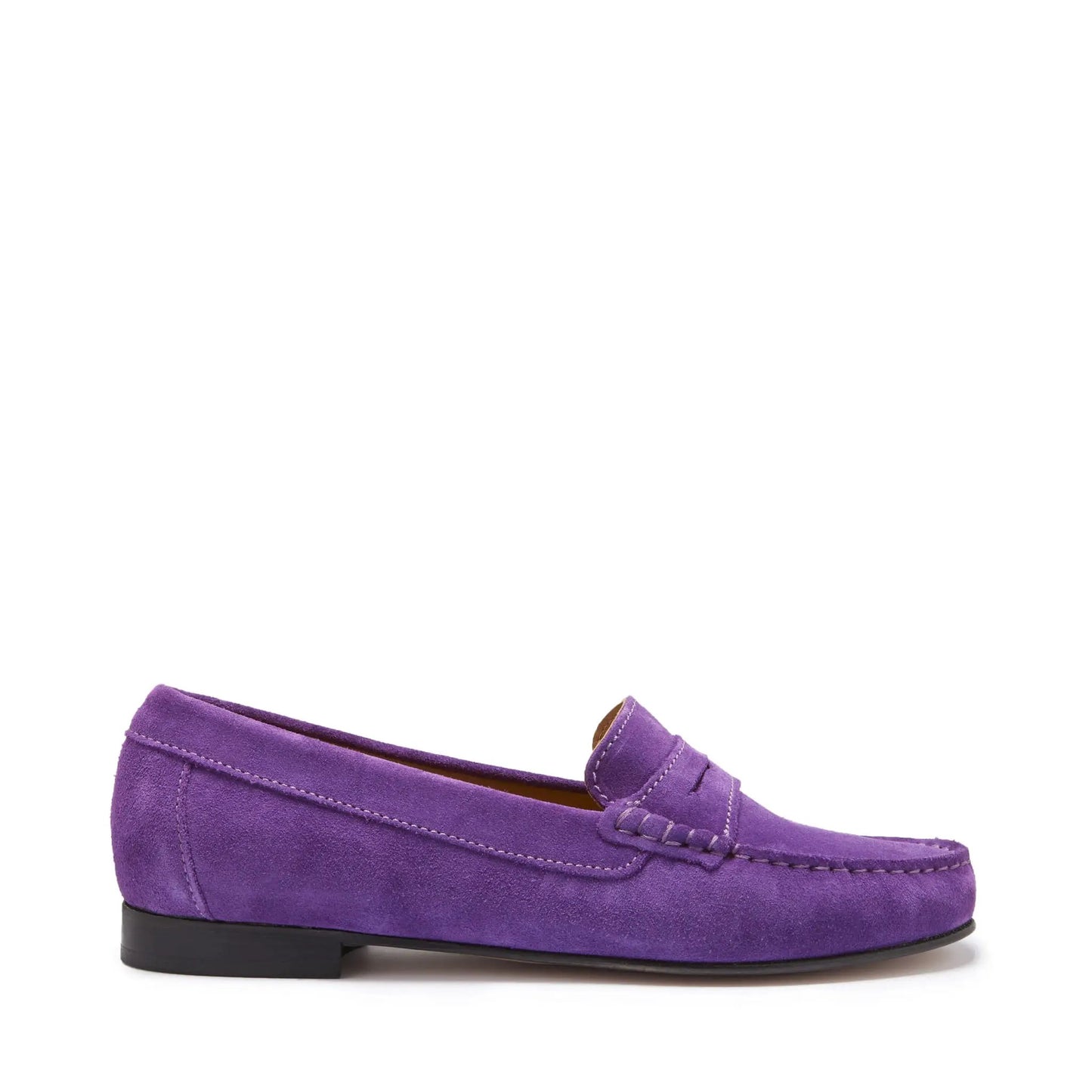 Women's Penny Loafers Leather Sole, purple suede by Hugs & Co.