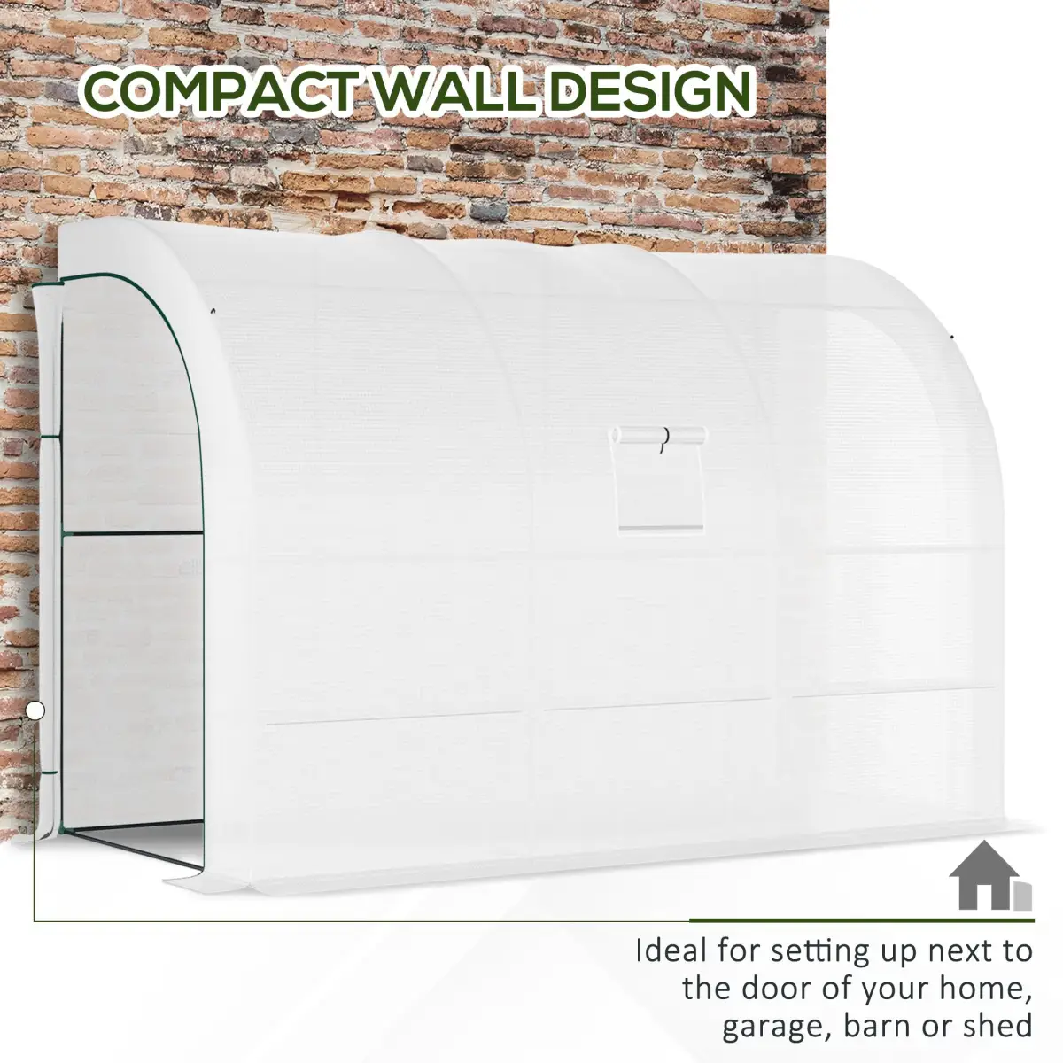 300 x 150 x 213 Plant Greenhouse Garden Nursery w/ Cover Window, White by Outsunny
