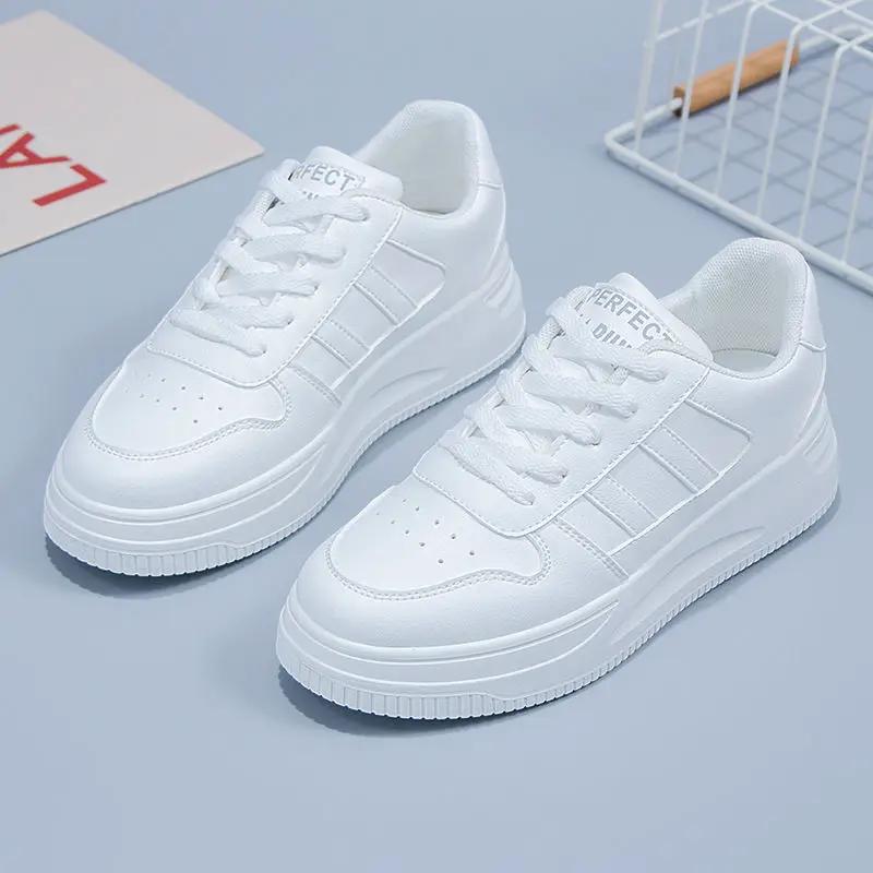 Women's All-matching Casual Sports Leather Summer White Sneakers Internet Celebrity by Dropshipman