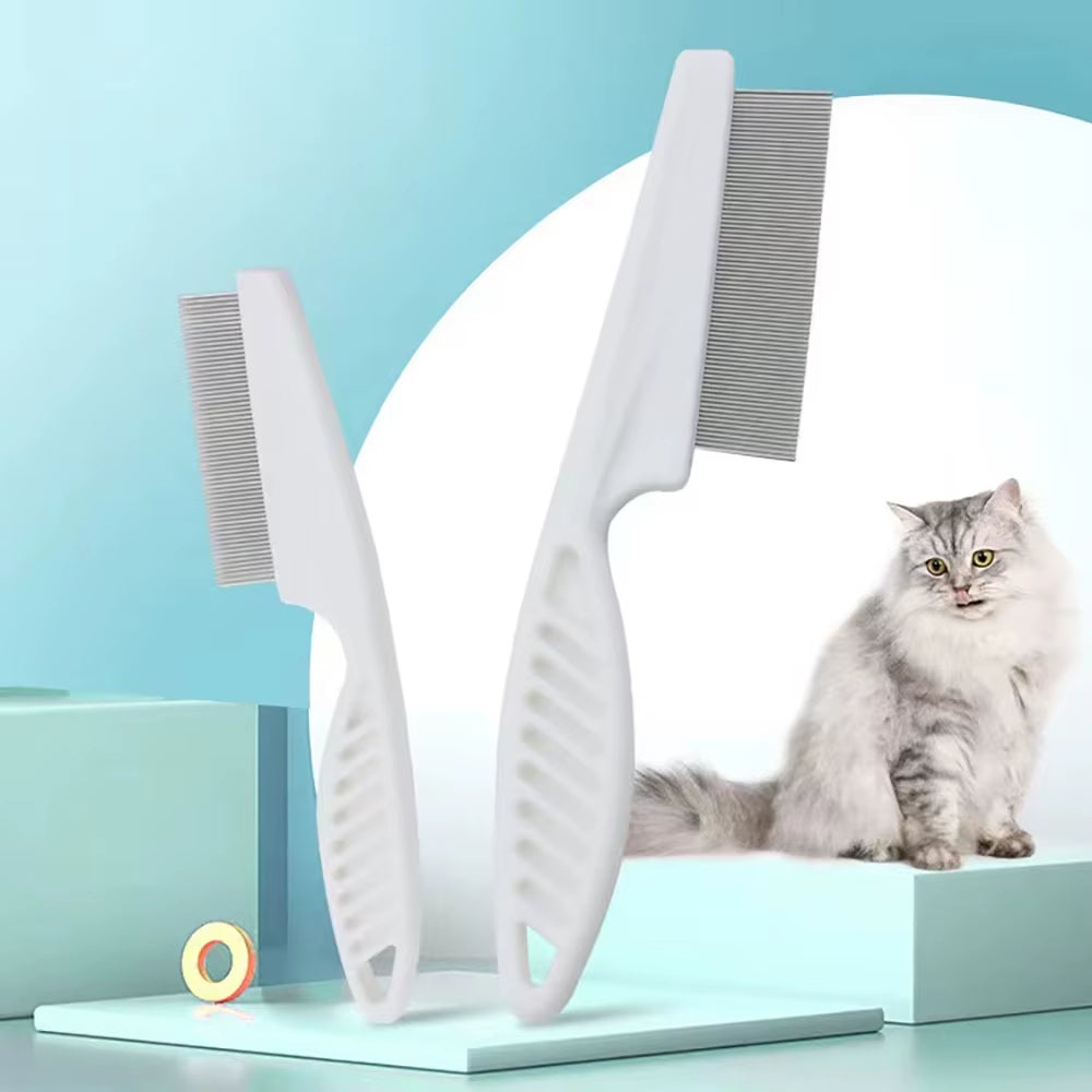 1Pcs Pet Flea Comb Cat/Dog Beauty Comb Stainless Steel Portable Pet Specific Dense Tooth Hair Removal Massage Cleaning Supplies